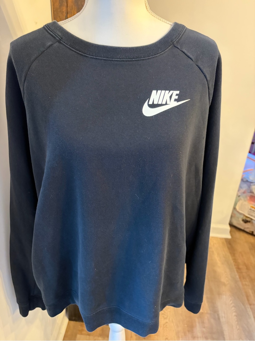 Nike Black Crew Neck Sweatshirt with White Swoosh